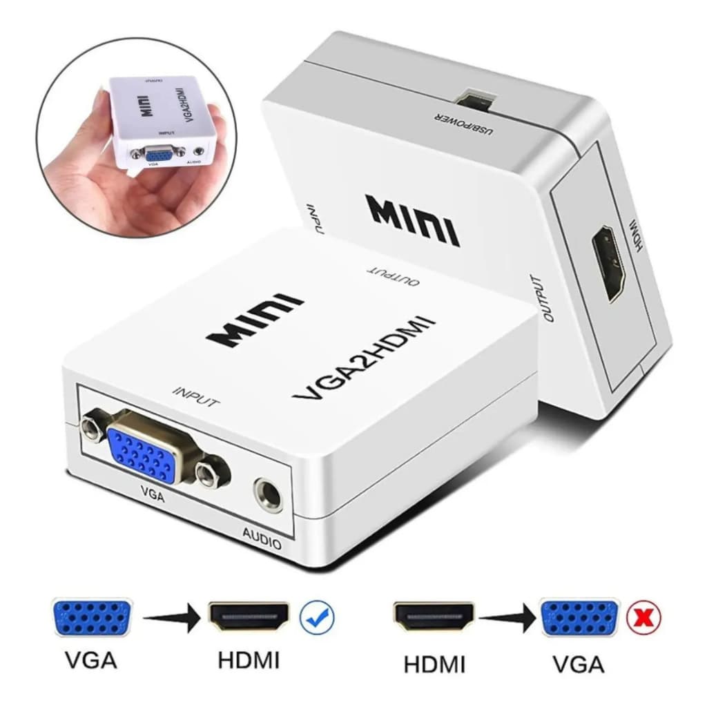Conversor VGA para HDMI Full HD 1080p com Áudio Adaptador Universal PC Notebook TV VGA2HDMI