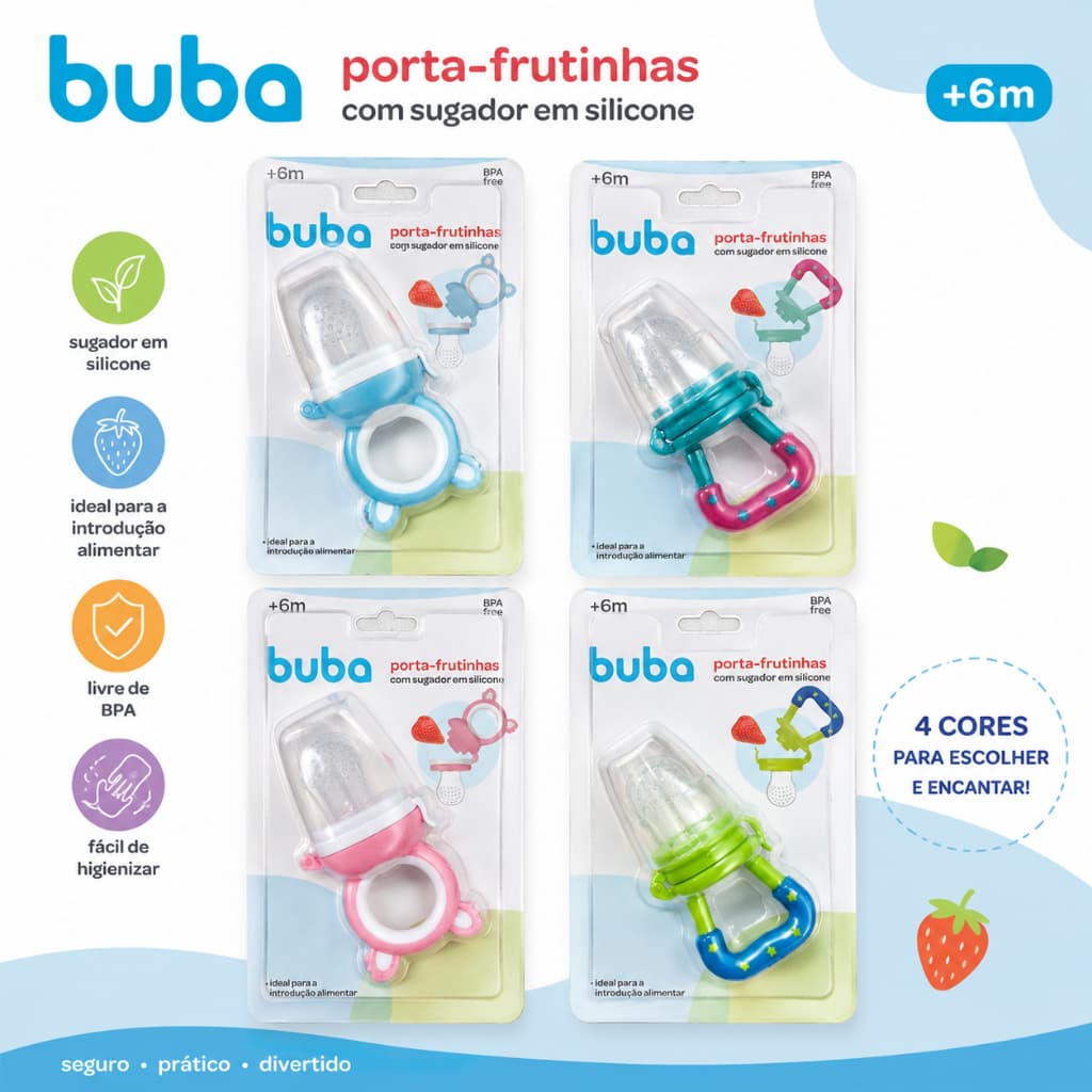 Porta Frutas Buba Chupeta Silicone Frutinha Bebê