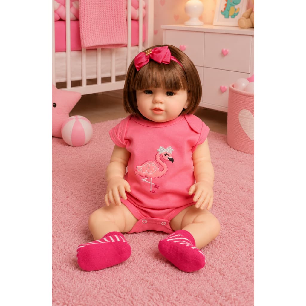Boneca Bebê Reborn Abigail Sorrindo Cabelo Castanho Realista - Mundo KIds