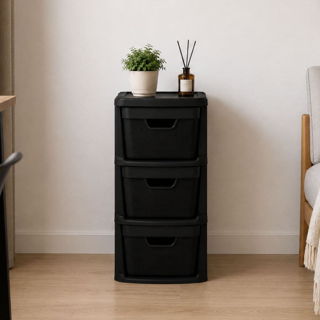 Gaveteiro Organizador de Chão 15 Litros C/3 Gavetas Moderno Jutta Multiuso Plástico Resistente Organização