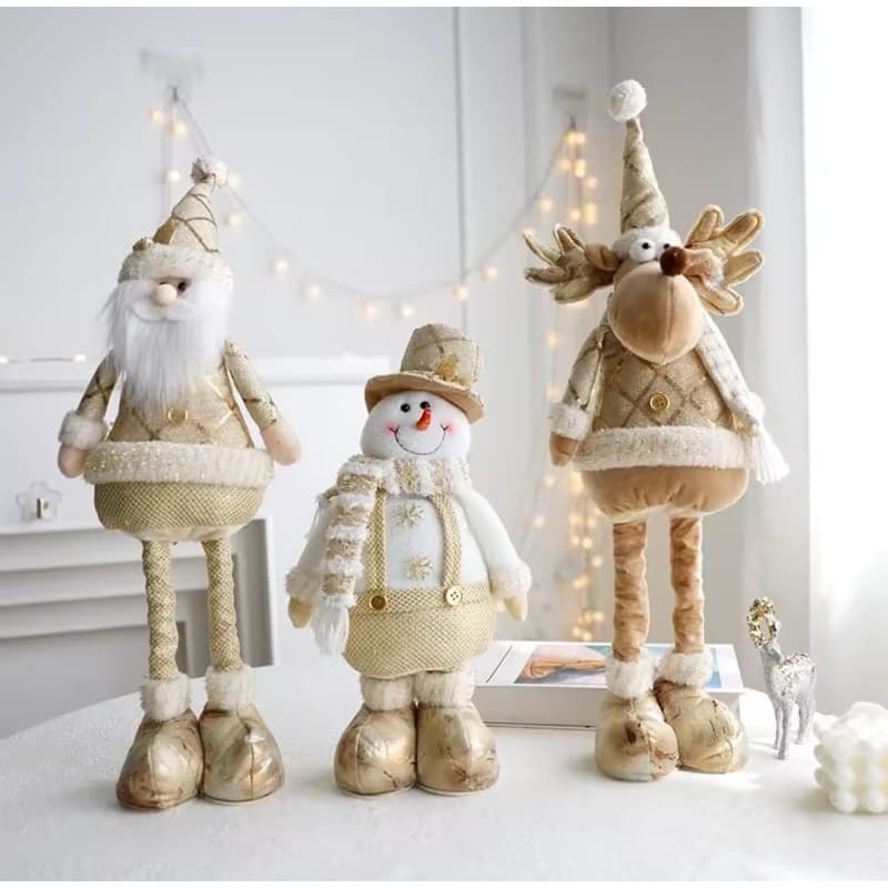 Bonecos de Natal Dourado Luxo / 2026/ Perna Maleável / Decoração