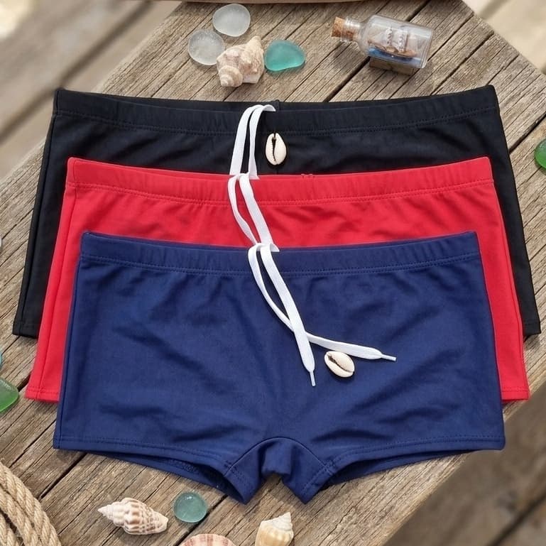 Sunga Boxer Masculina – Preto Azul Vermelho – Ajuste na Cintura – Kit Com 1 ou 2 e 3