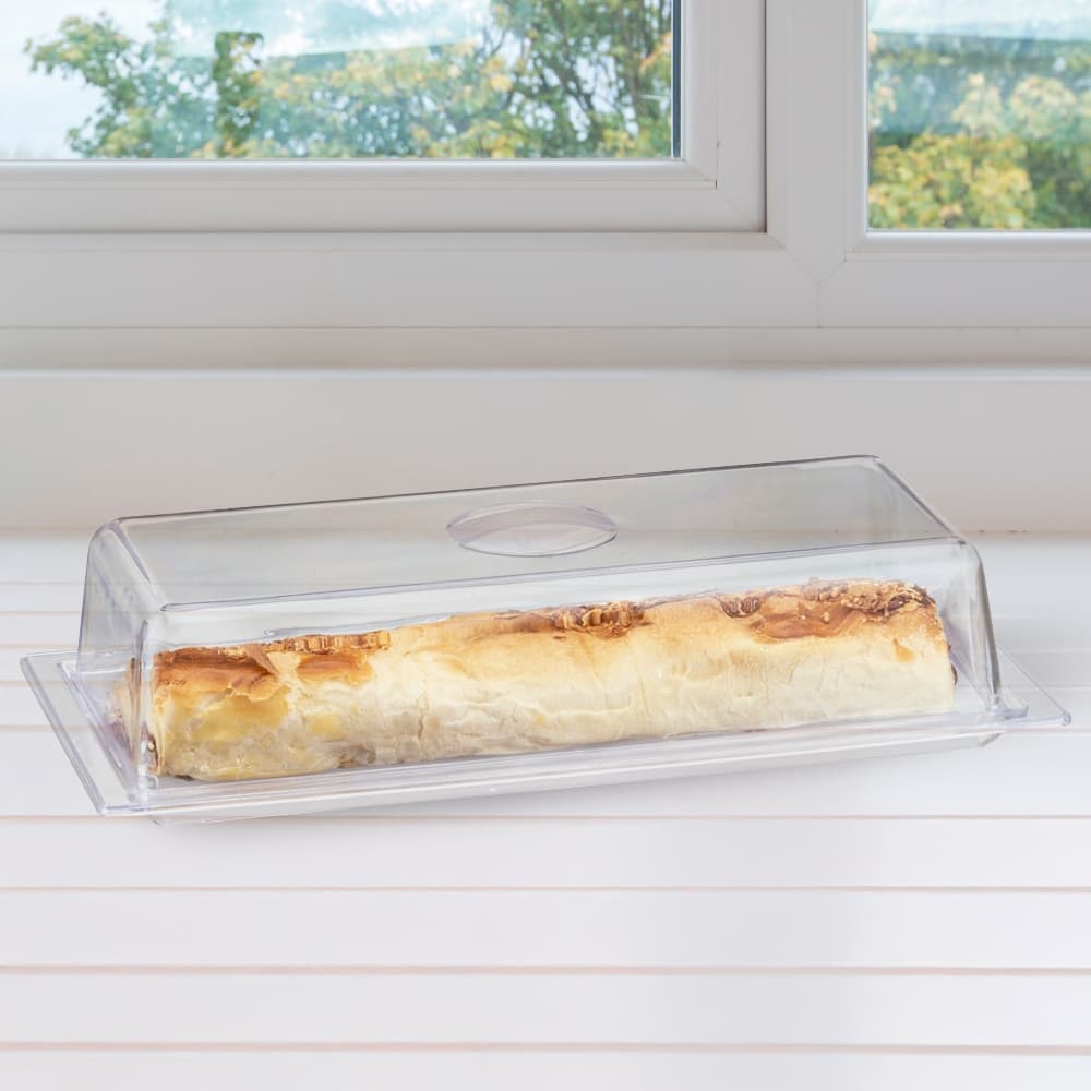 Porta Pão e Rocambole Grande 33cm com Tampa Transparente Plástico Cristal