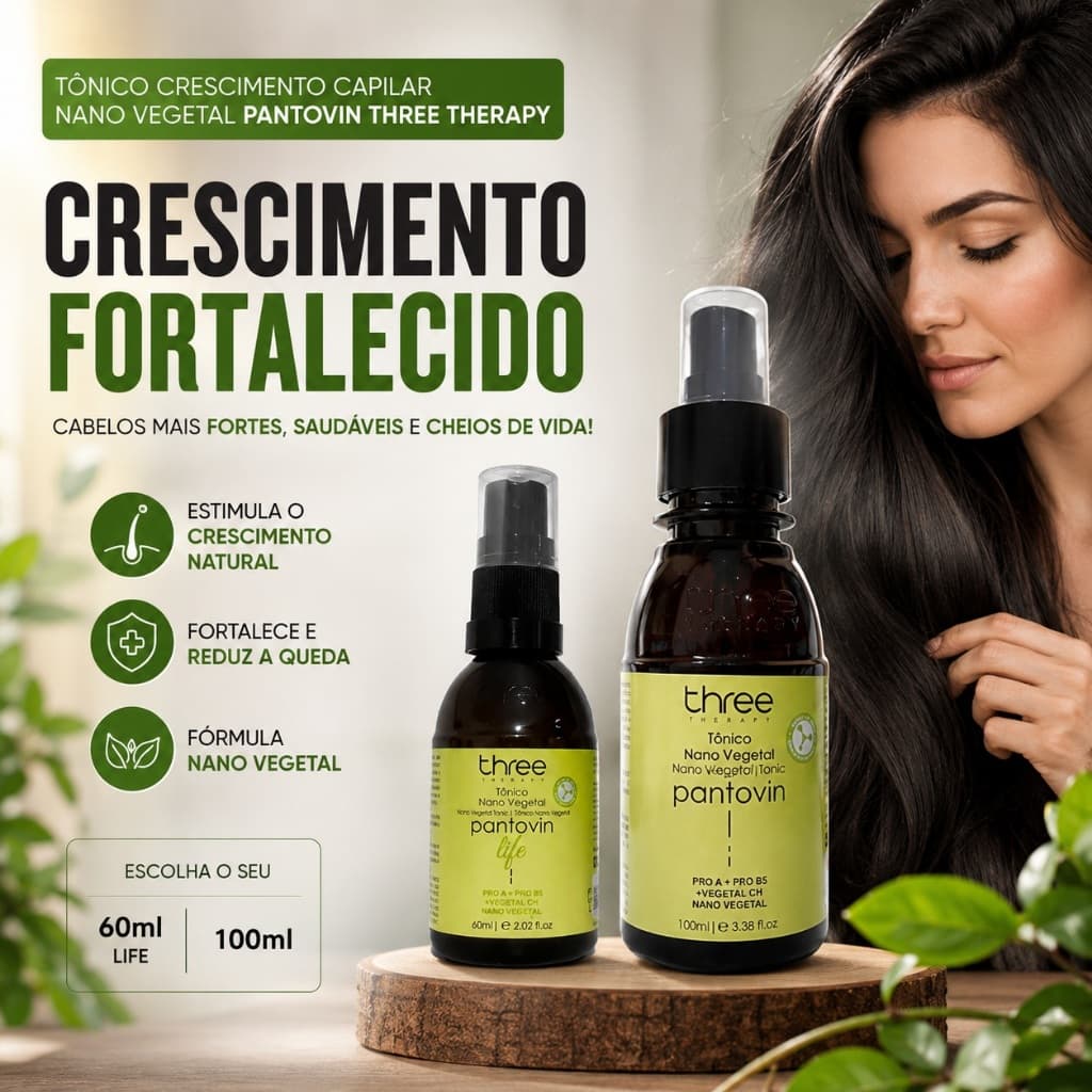 Tônico Crescimento Capilar Nano Vegetal Pantovin Three Therapy
