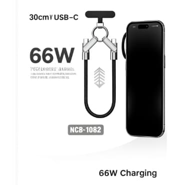 Cordão Curto Para Celular, 2 Em 1 Com Duas Portas USB-C Cabo De Carregador rápido de 66W Para celular Fone E Tablet Pc