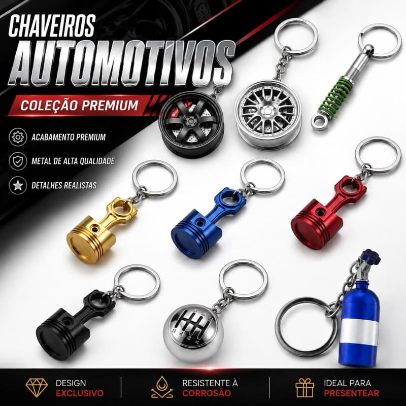 Chaveiro Automotivo Premium Roda Esportiva com Diaco de Freio Alta Qualidade