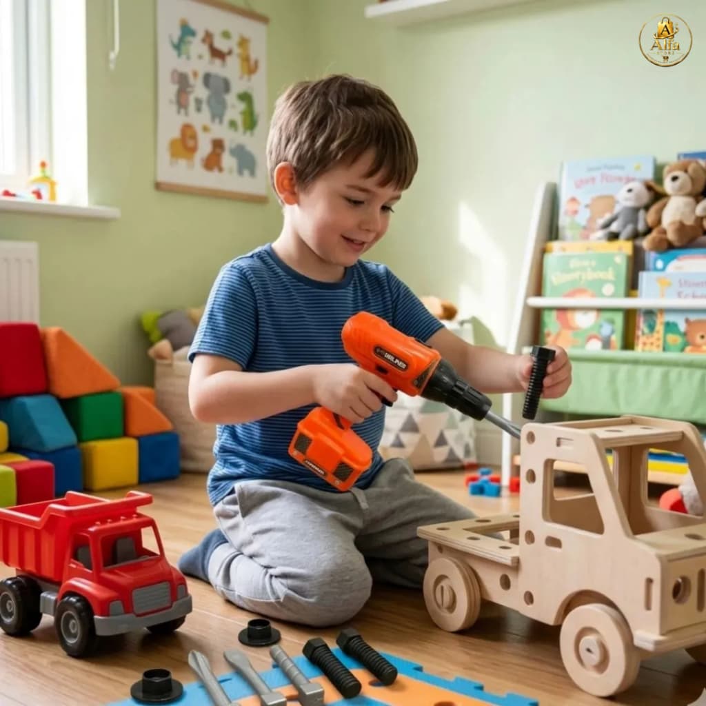 Furadeira Brinquedo Infantil Kit Ferramentas Faz de Conta Criatividade Presente Menino