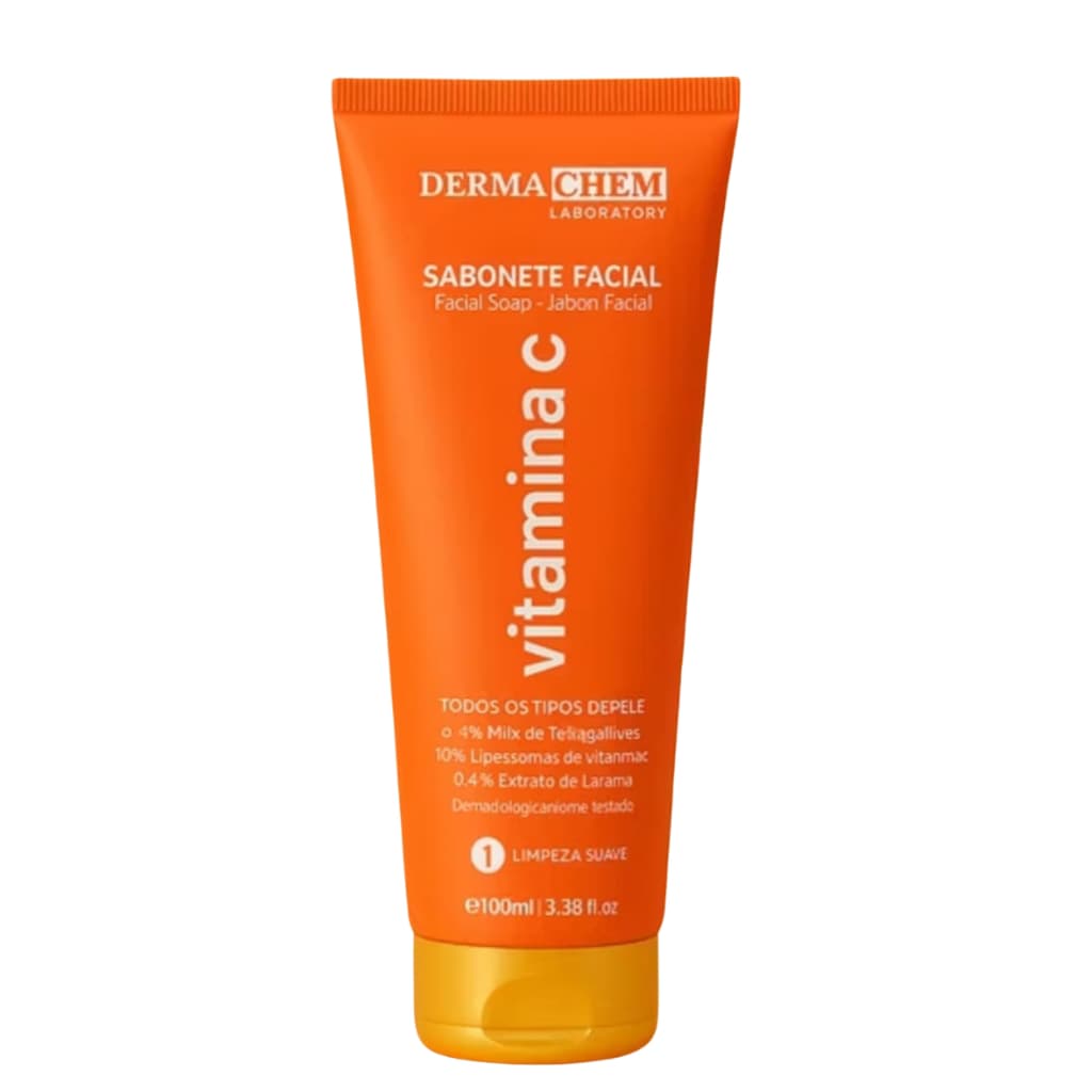 Sabonete Facial Dermachem com Vitamina C 100ml - Limpeza Suave e Eficaz - Laranja