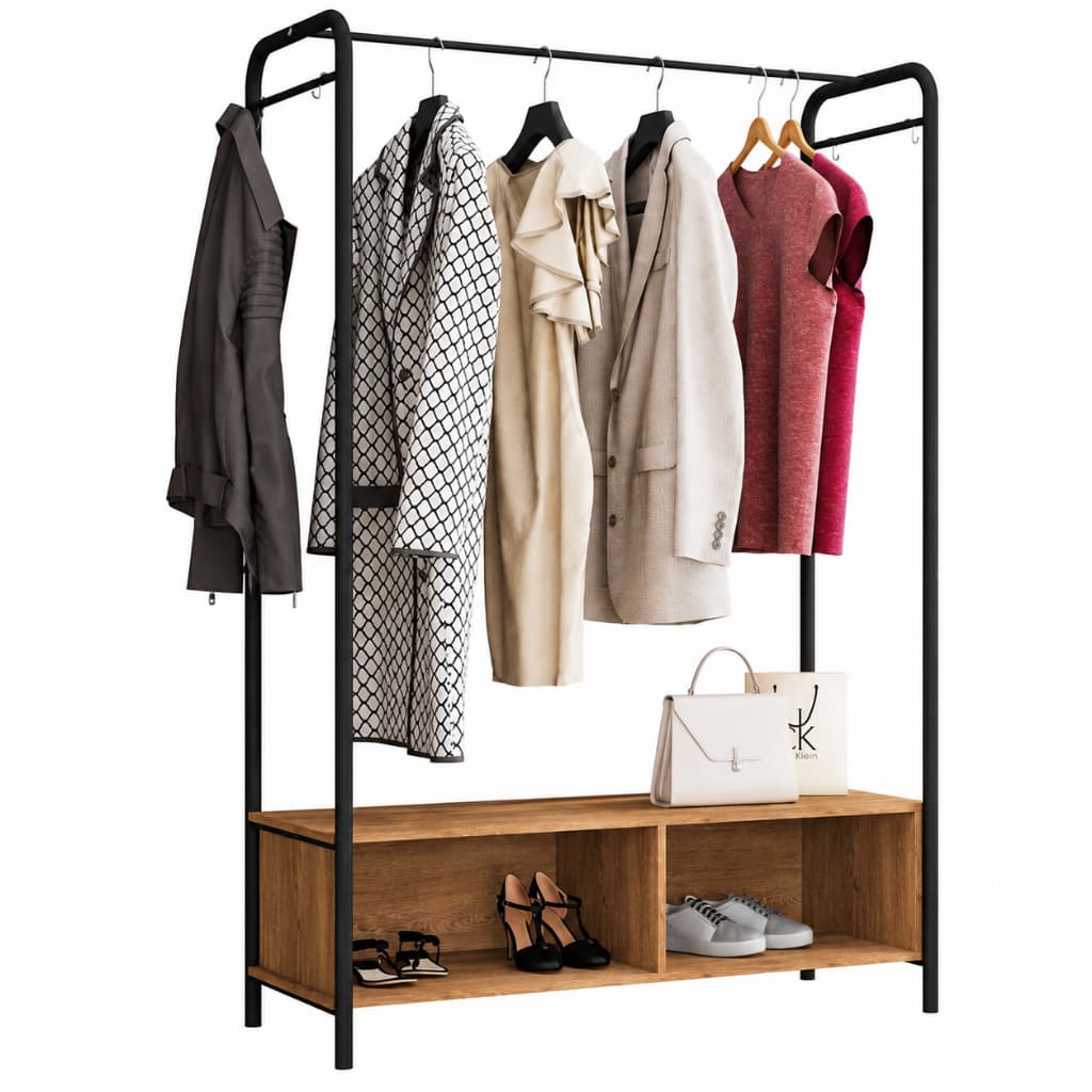 Guarda Roupa Milão Closet Modulado Aberto Organizador De Roupas Cabideiro Preto Demolição