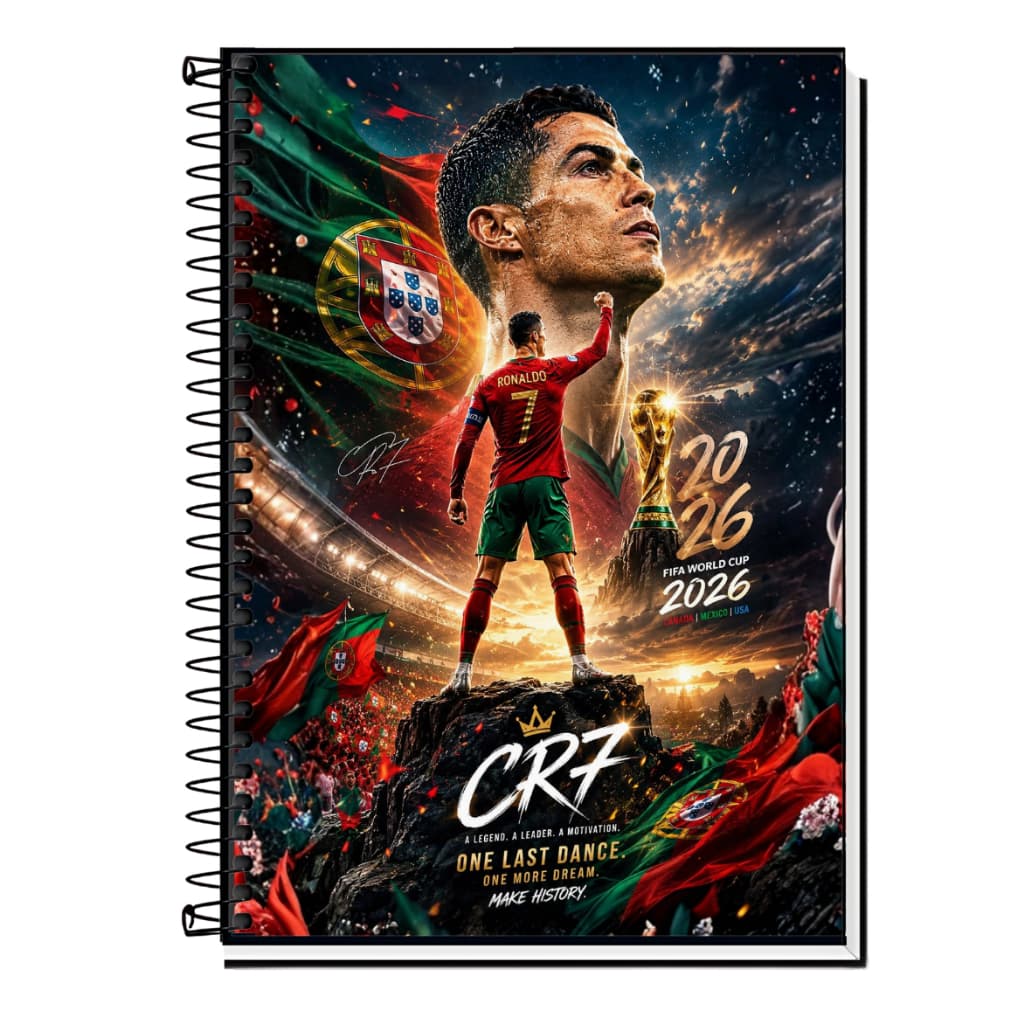 Caderno Personalizado Cristiano Ronaldo Capa Dura |1 a 20 Matérias |Escola, Organização.