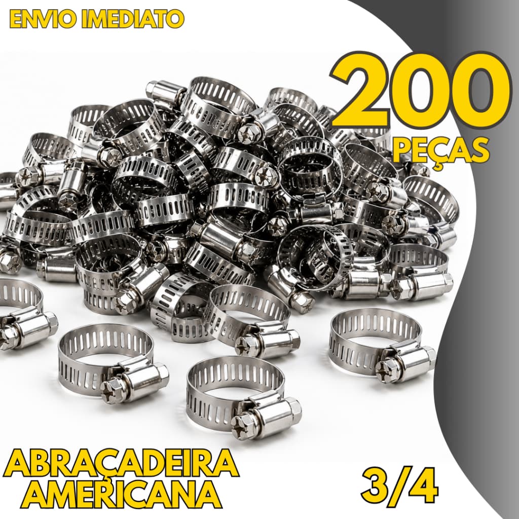 Kit 200, 300 ou 100 un -Abraçadeiras De Aço Carbono Inox 13-19mm Manutenção Geral