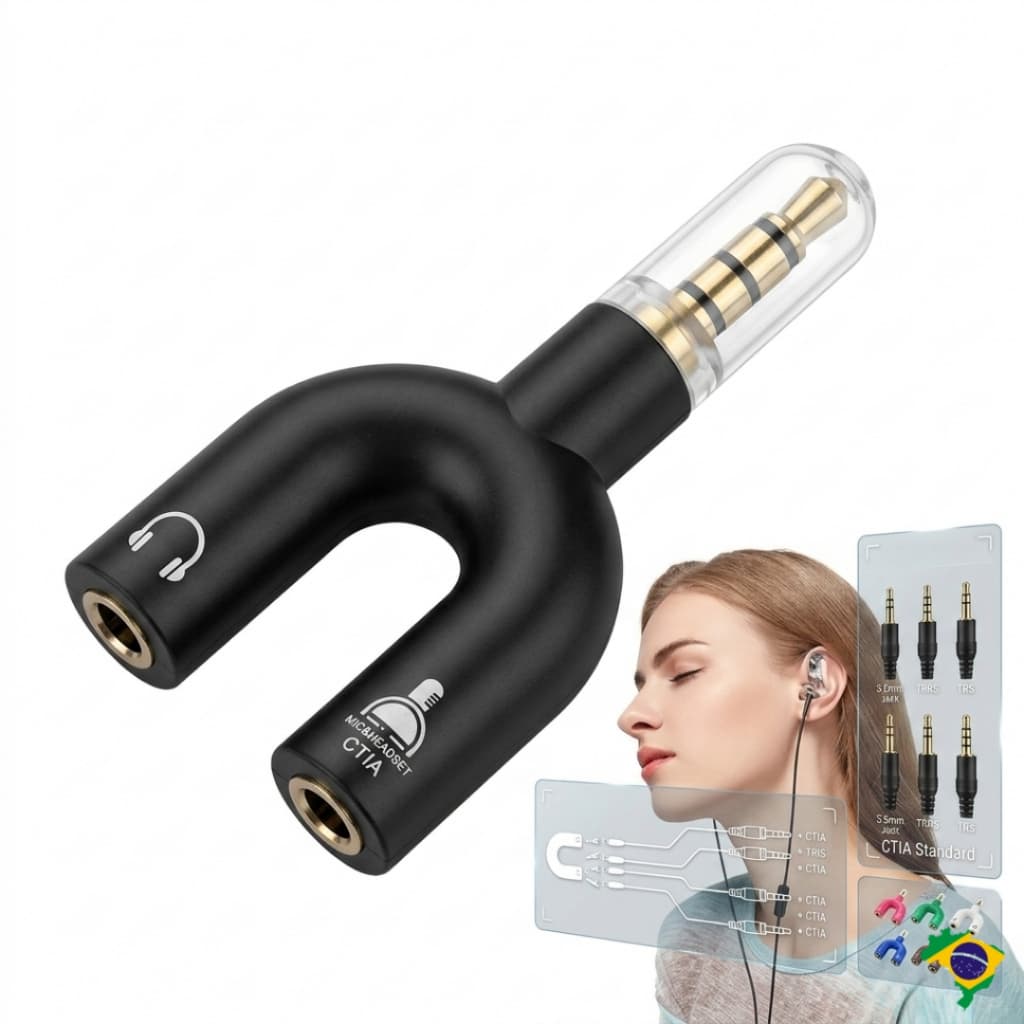 Kit 5 Adaptador Y Headset Fone E Microfone P2 P3 Para PC Gamer Computador Notebook Conexão Rápida