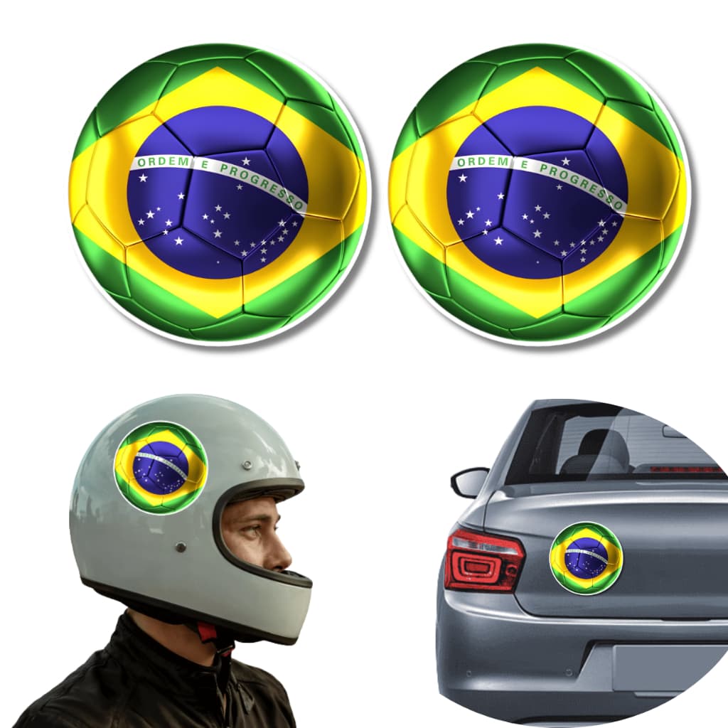 Kit 2 Adesivos Bola Futebol Brasil Copa 2026 Vinil Carro