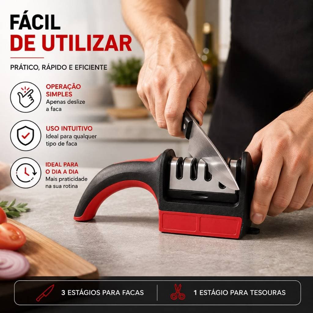 Afiador de Facas 4 Estágios/ Material aprimorado Afiação Simples e Rápida para cozinha e Tesouras !!
