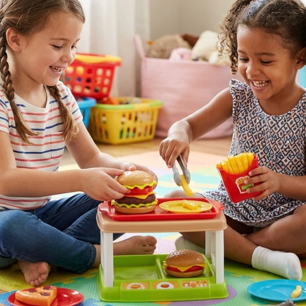 Kit Comida Infantil Brinquedo Simulacao Hambúrguer Batata Cozinha Educativo