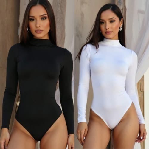 Kit 2 Body Feminino Segunda Pele Manga Longa Cacharrel Forro Duplo Básico Estiloso Tendência Outono Inverno