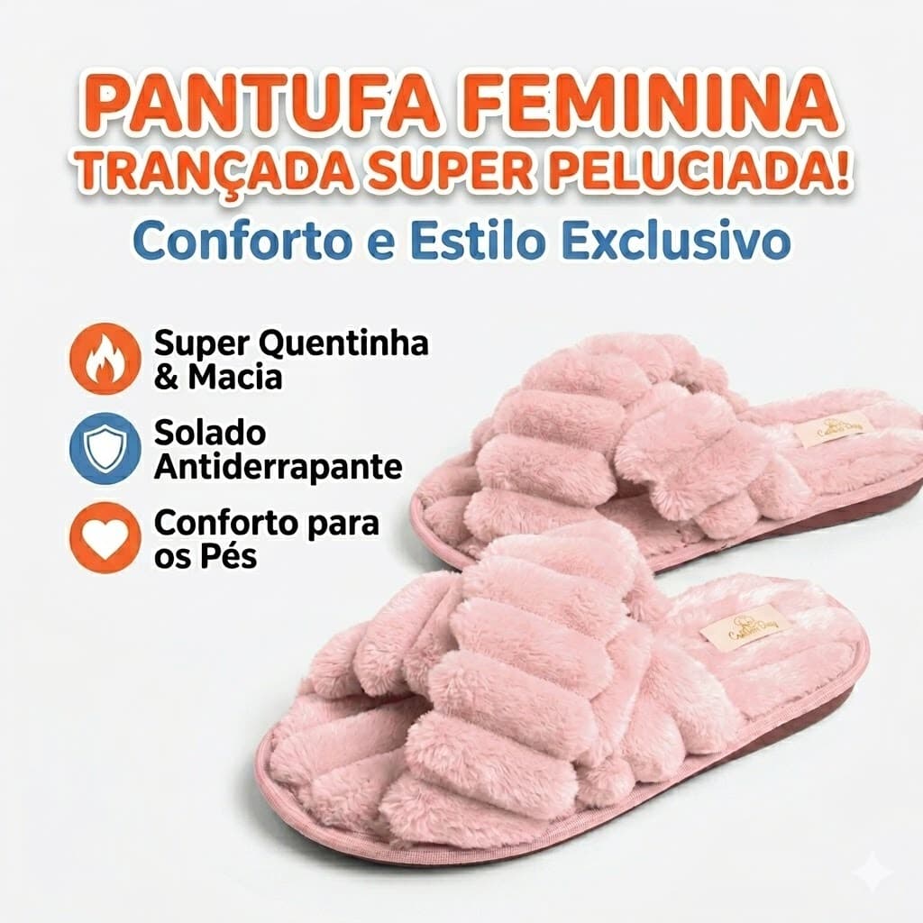 Pantufa Chinelo de Quarto Trançado Confortável Premium Chinelo Leve & Macio Quentinho Aurora