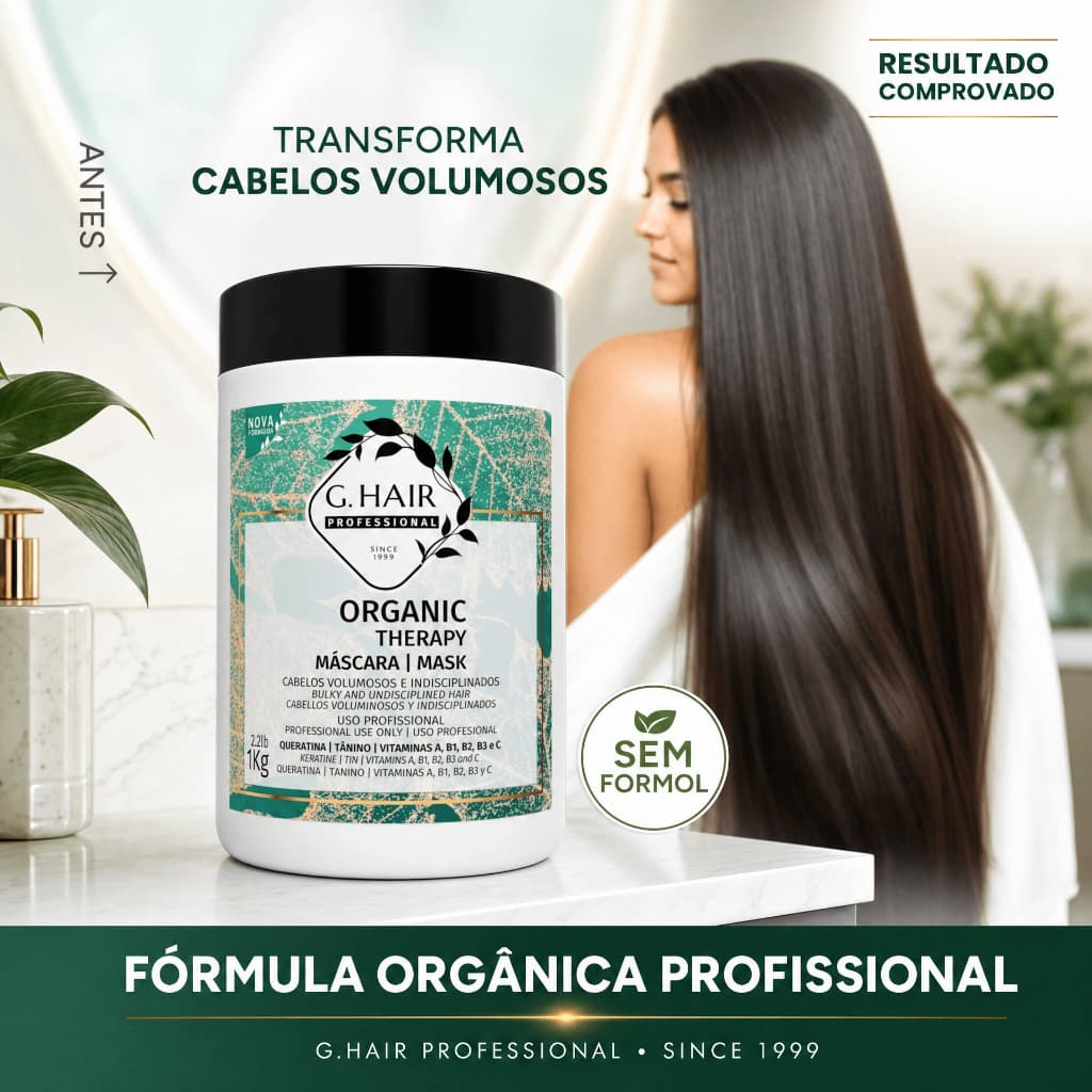 G.Hair Btox Organic Therapy 1kg Máscara Redutor Volume Sem Formol Antifrizz Realinhamento Capilar Profissional