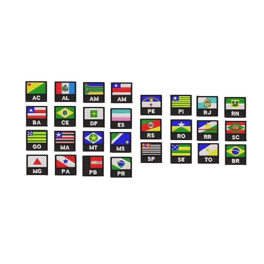 PATCH BORDADO TERMOCOLANTE-VELCRO-BANDEIRAS-ESTADOS DO BRASIL