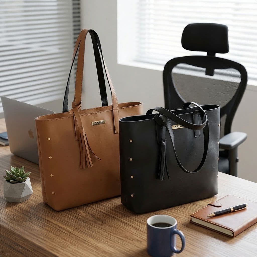 Kit 2 Bolsas Sacola Feminina Espaçosa Casual Elegante Alça de Ombro Couro Sintético
