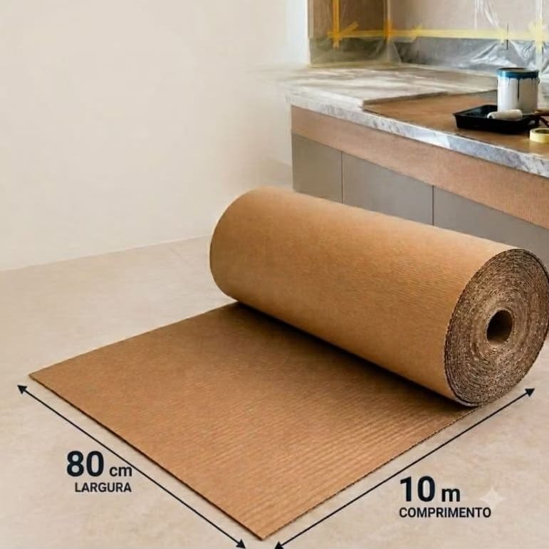 Papelão Ondulado 80cm X 10m em Rolo Proteção Multiuso Embalagem Mudança Pintura Salva Chão