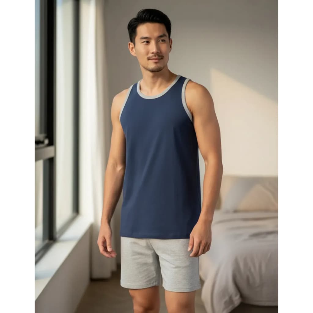 Pijama Masculino Regata com Shorts 100% Algodão – Conforto e Leveza