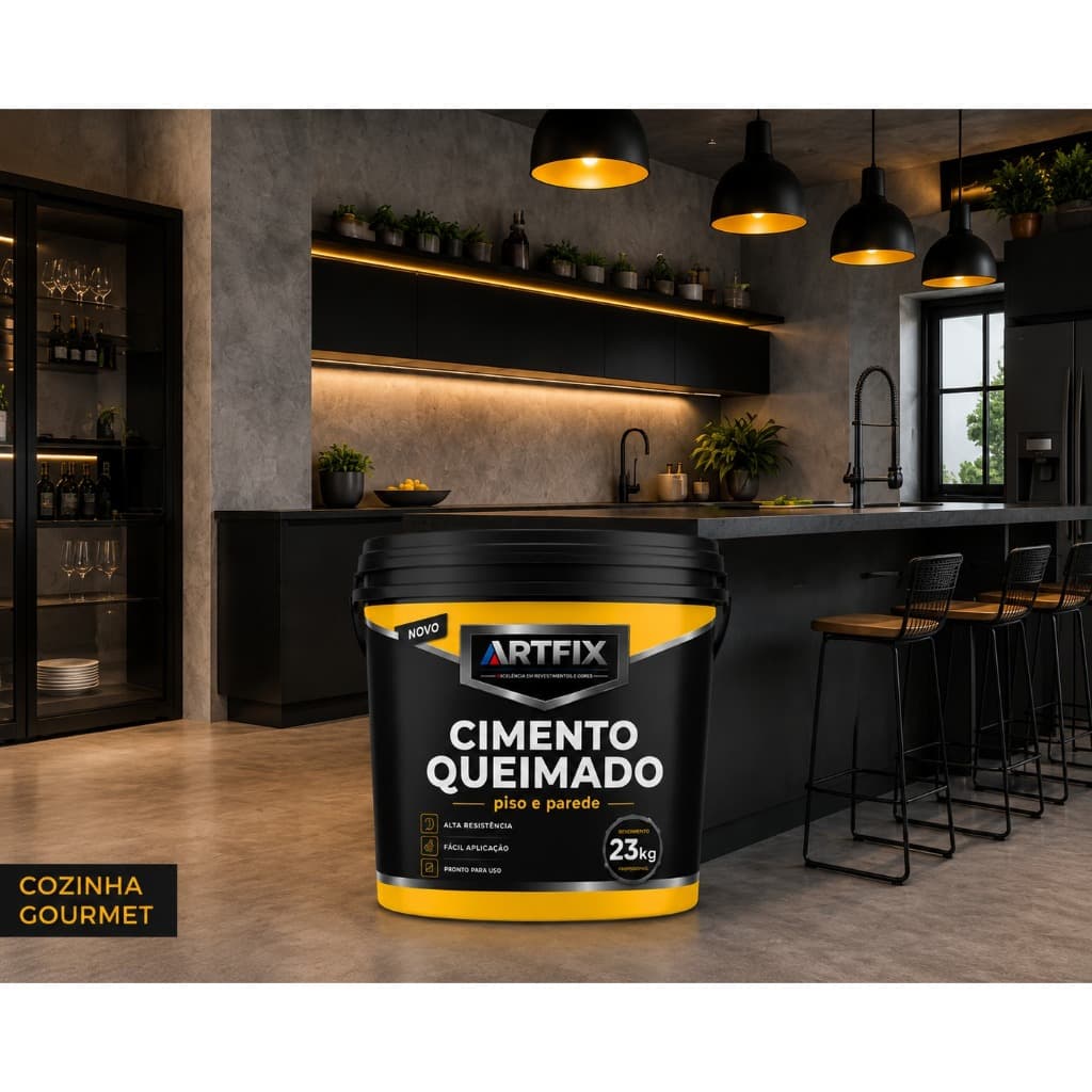 QUEIMA DE ESTOQUE - Massa Efeito Concreto Aparente Cinza 23kg Artifix