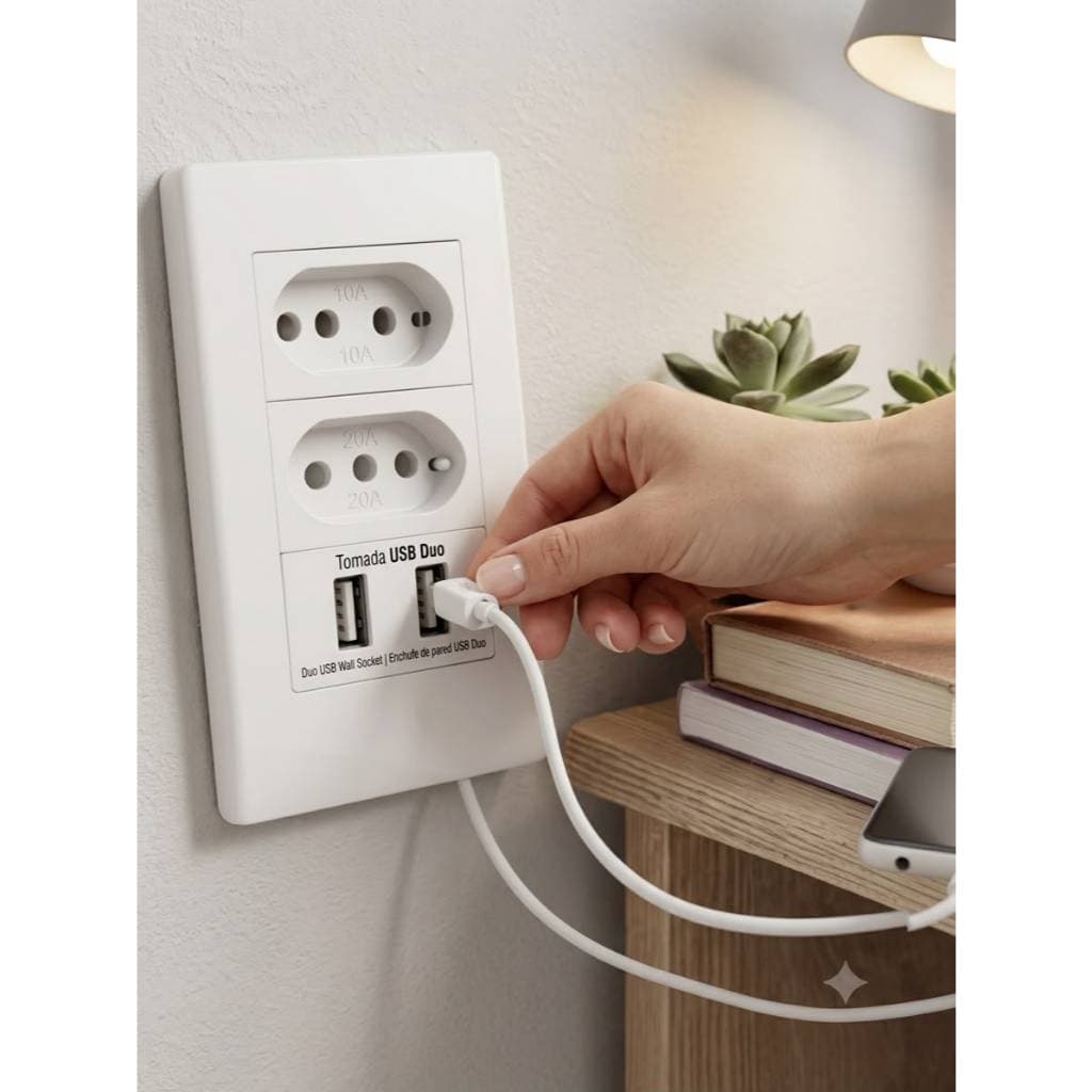 Tomada USB Universal Tomada De Parede Bivolt Multifuncional Com 2 Entrada USB
