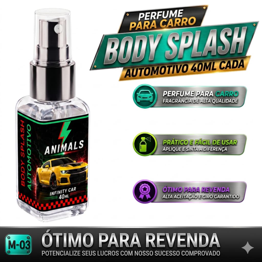 Body Splash Animal's Automotivo 40ml Cheirinho de Carro Spray Perfume Para Carro Longa Duração