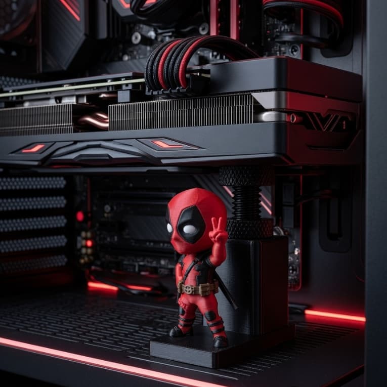 Suporte para Placa de Vídeo Deadpool Exclusivo – GPU Ajustável Gamer Universal