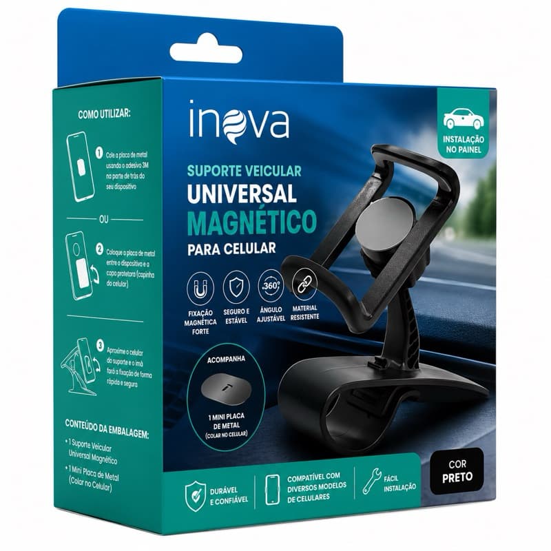Suporte Magnético para Celular no Carro com Ímã Super Forte e Giro 360°