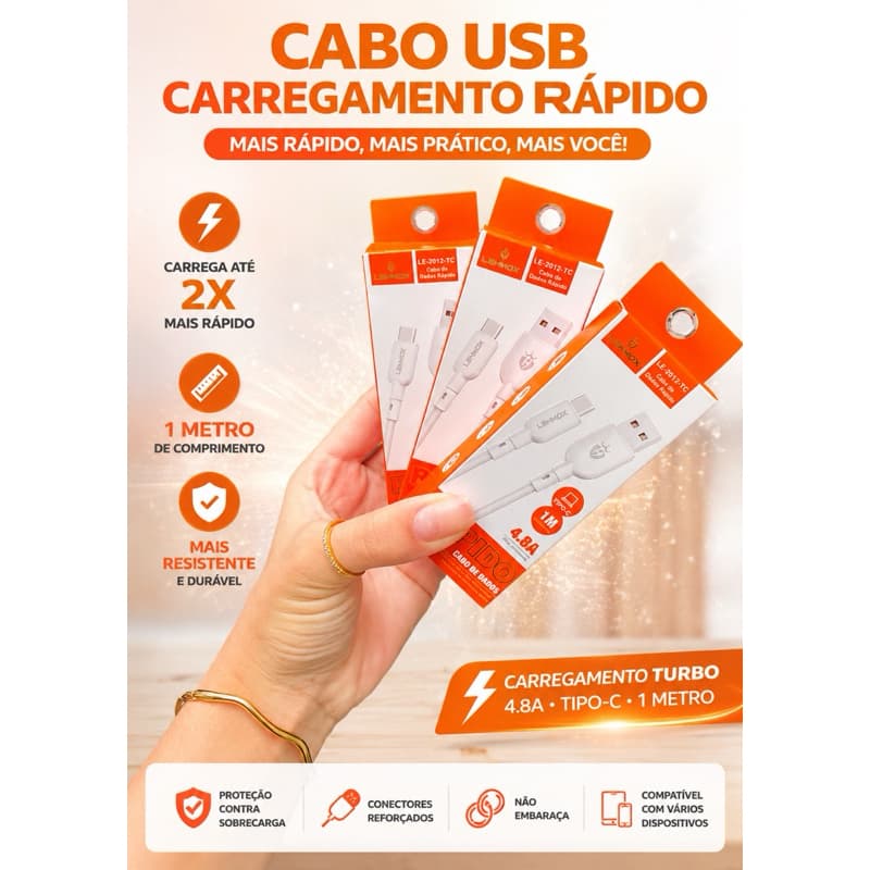 Cabo carregador, Carregamento Rápido micro USB/ IPHONE/ Tipo C