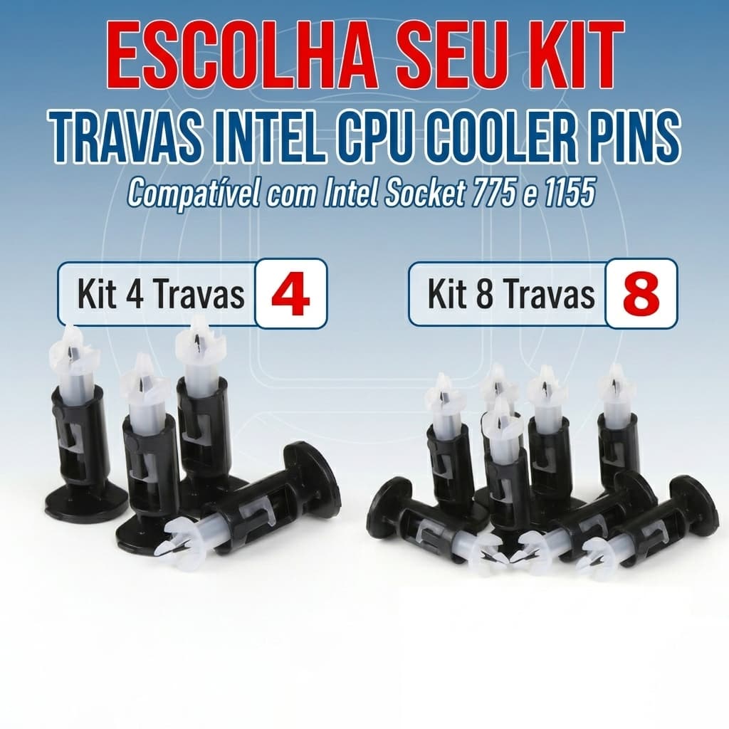 Trava Pino Para Cooler Intel Socket Lga Modelos 775 | 1150 | 1155 | 1156 Kits Com 4 ou 8 Peças NOVOS