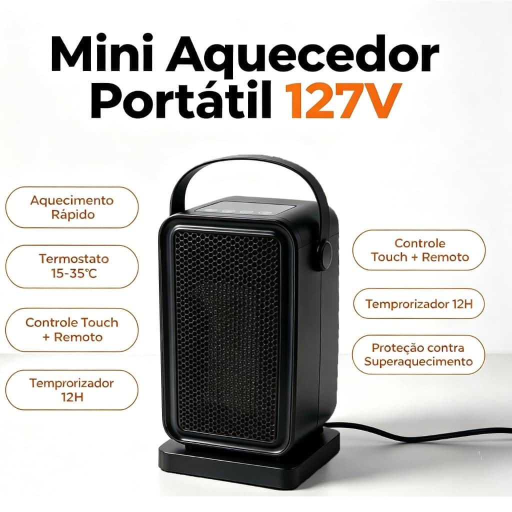 Mini Aquecedor Pequeno Portátil Para Casa Sala Quarto Safety and Fast Heat 127V
