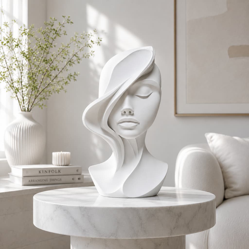 Escultura Estátua Decorativa Minimalista Rosto Busto Feminino - Grande
