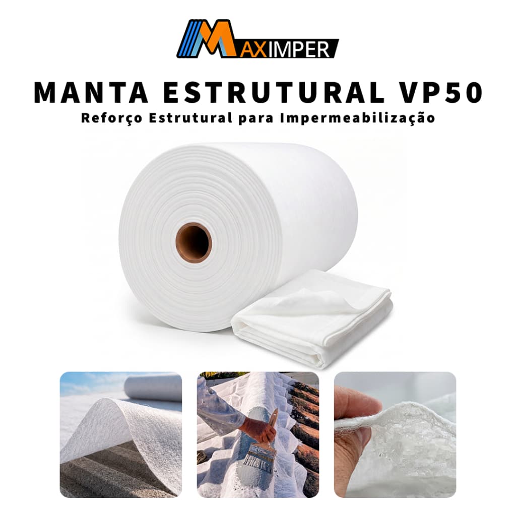 50M² Manta Estrutural Impermeabiliza Telhas Pisos Lajes contra Umidade e Fissuras