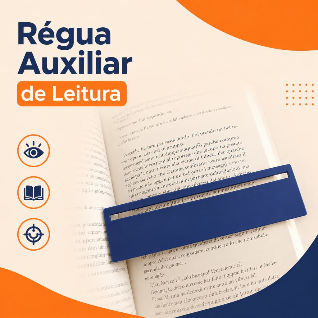 Régua Auxiliar de Leitura Marcador de Linha Leitura Focada Guia para Livros Apostilas e Estudos 140mm