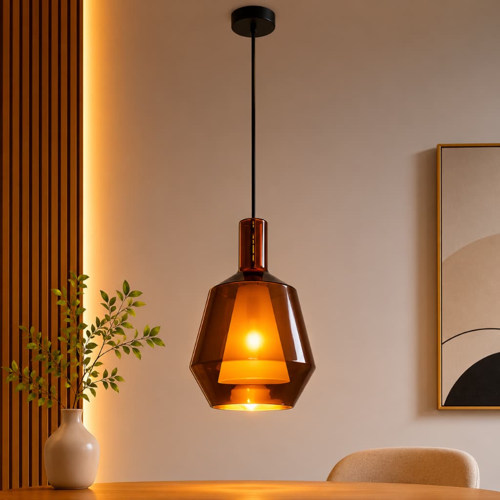 Pendente Vidro Bronze 16cm E27 Decorativo Para Sala Quarto