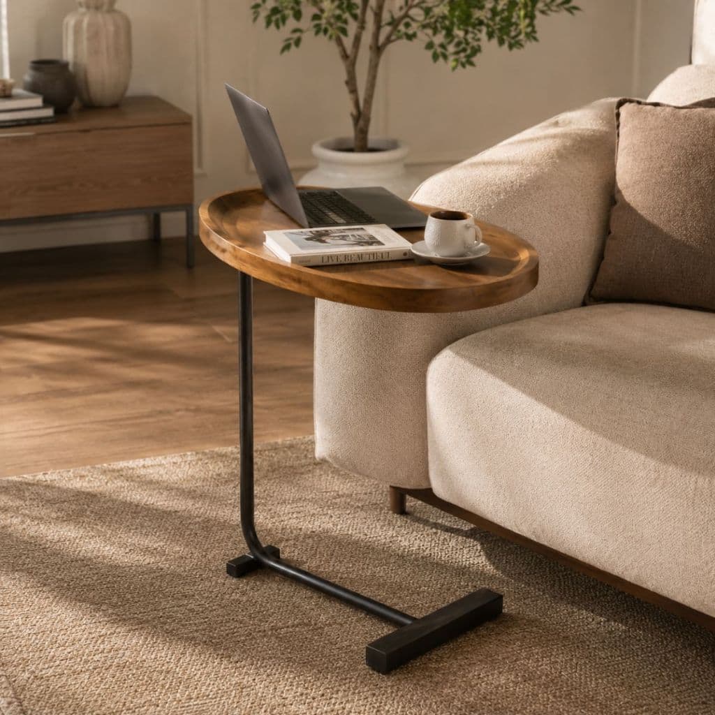 Mesinha Lateral Apoio De Canto Sofá Cama Leitura E Notebook