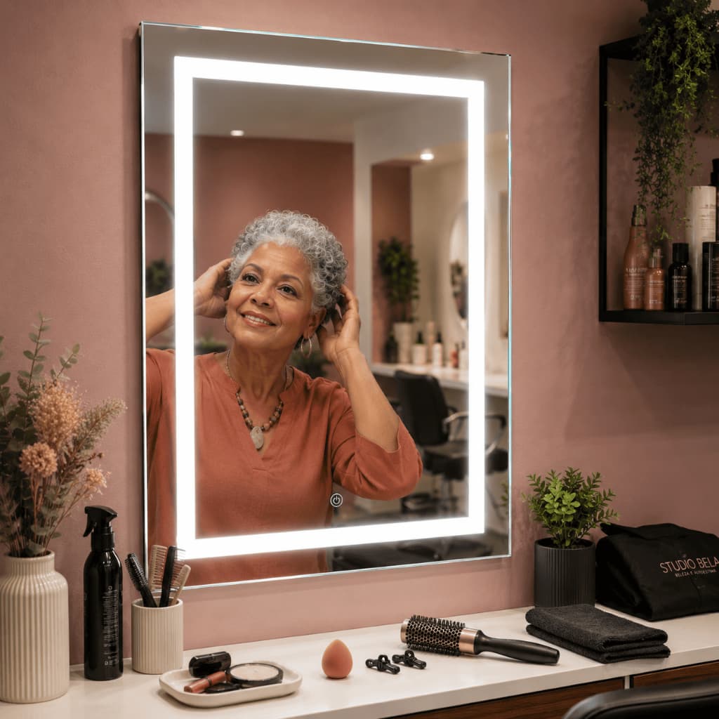 Espelho Led 50x80cm Retangular Touch de Led Espelho de Banheiro Lavabo Quarto Sala