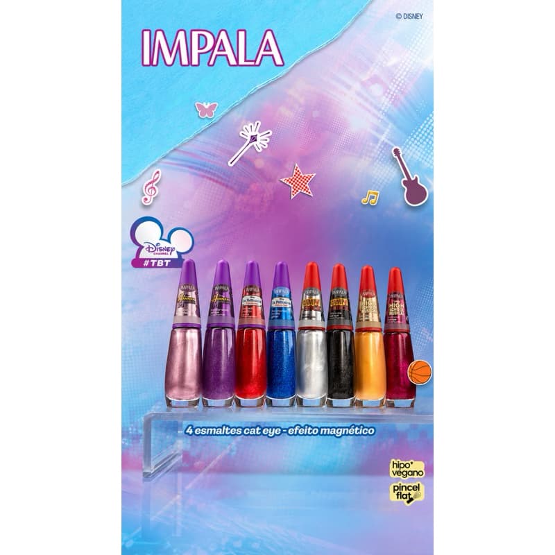 Esmaltes Impala Disney Channel Cat Eye Metalizado High School Musical, Os Feiticeiros, Hannah Montana e Camp Rock-escolh