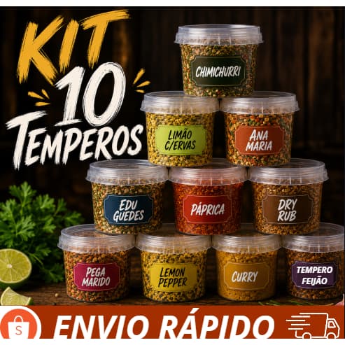 KIT 10 TEMPEROS 100% NATURAIS 80G CADA | FRESCOS, BEM CONSERVADOS E PRONTOS PARA USO
