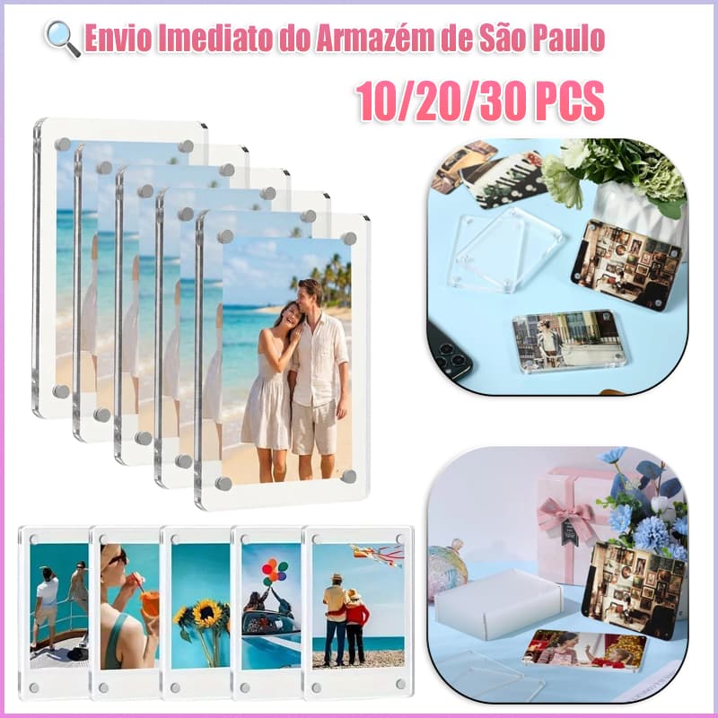 Kit Porta Retrato Magnético Acrílico Cristal 6x9 Polaroid Instax Geladeira Presente Lembrança