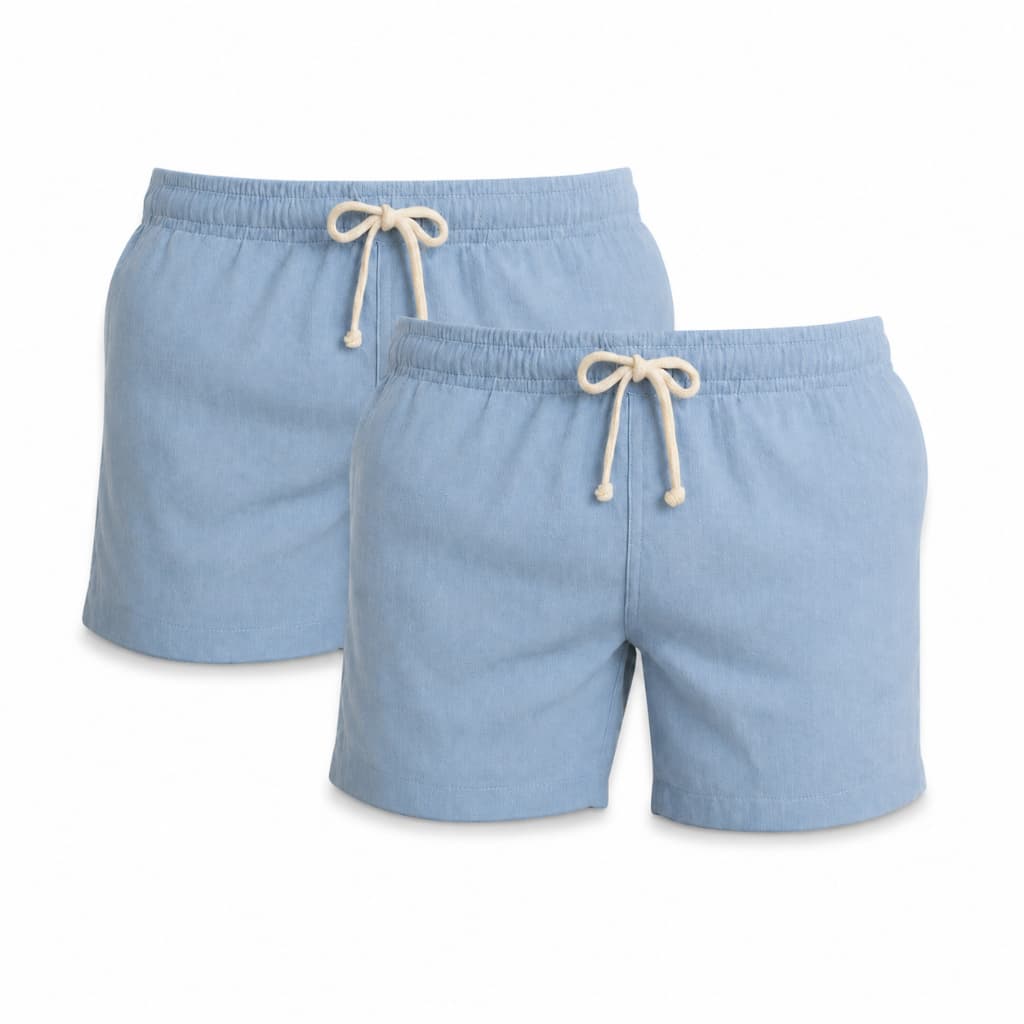 Kit Dois Shorts Linho Mauricinho Festas Pool Party Roupa de Calor Natação Azul Copa Do Mundo Verão Roupa Masculina Leve