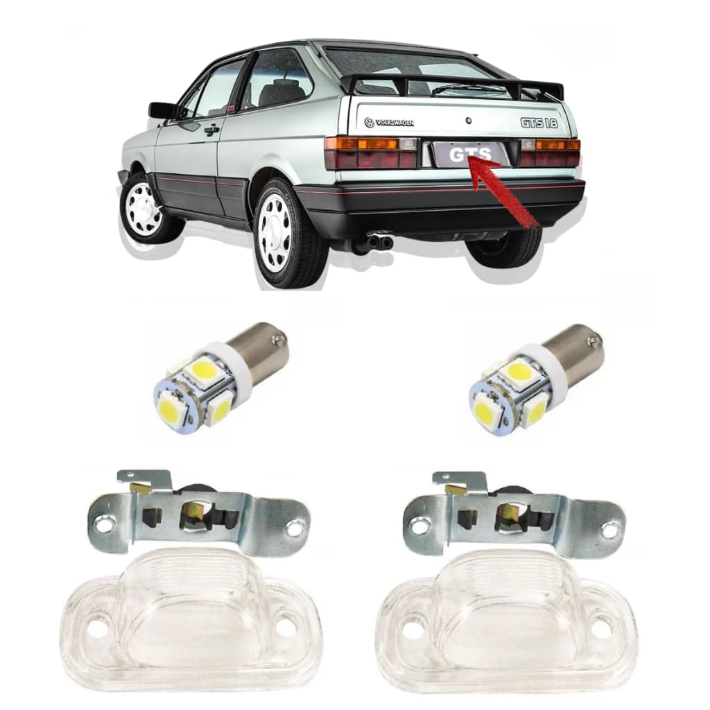 Par Lanterna Luz De Placa Vw Kombi Gol Voyage Saveiro + LEDs