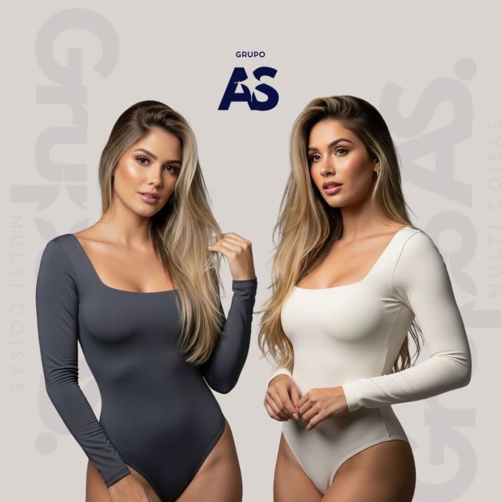 Kit 2 Body Gola Quadrada - Forro Duplo Manga Longa Tecido Suplex Moda Feminina Trend