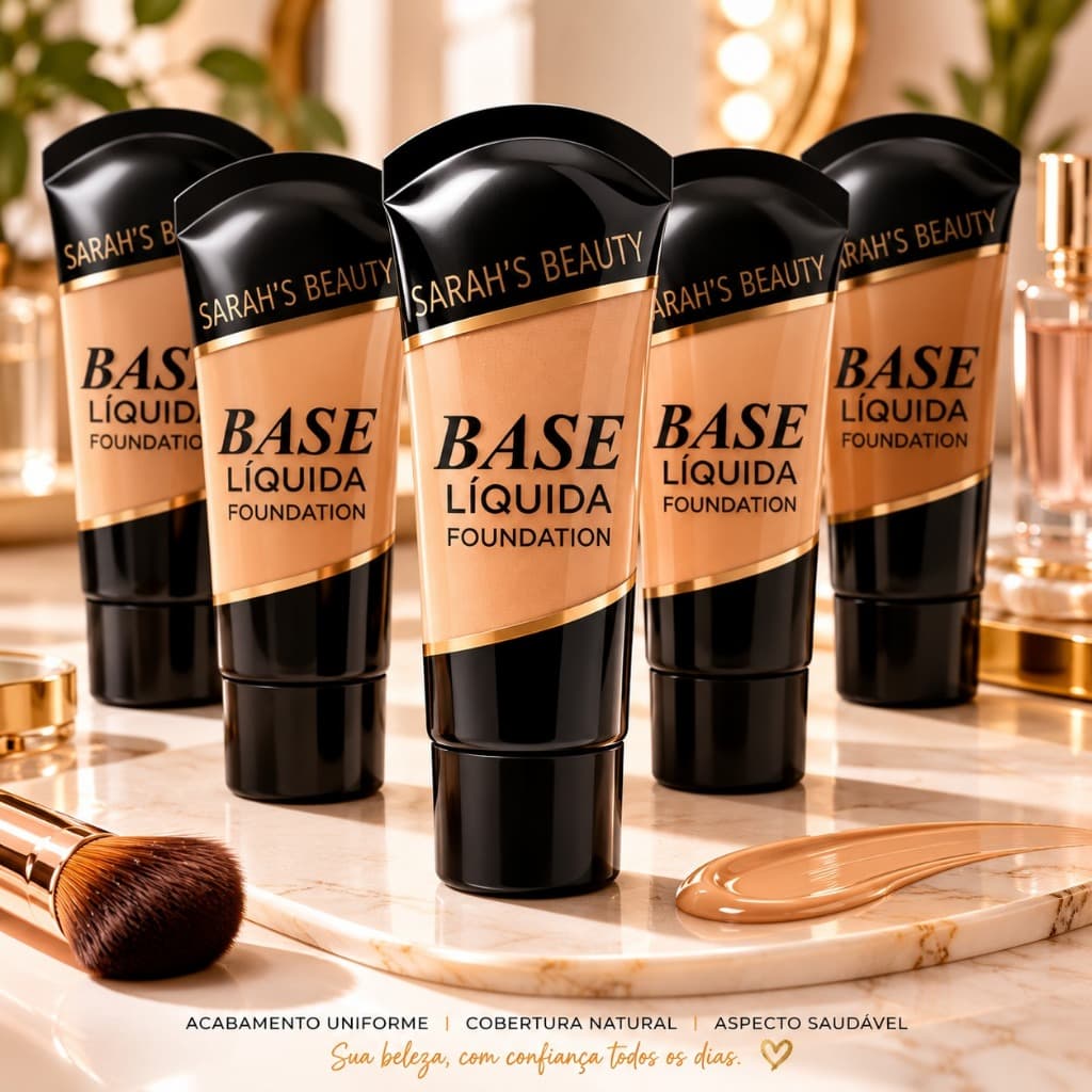 Base Líquida Sarah's Beauty Matte Alta Cobertura Efeito Profissional Longa Duração Envio Rápido Promoção