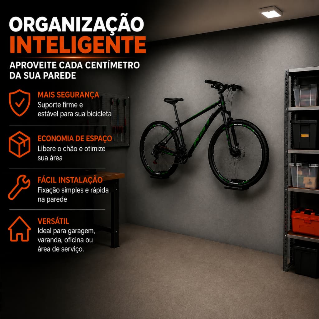 Suporte De Bicicleta Aço Carbono Preto Resistente Estrutura Reforçada Visual Moderno Prático