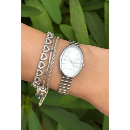 Relogio feminino Oval Aço inoxidavel