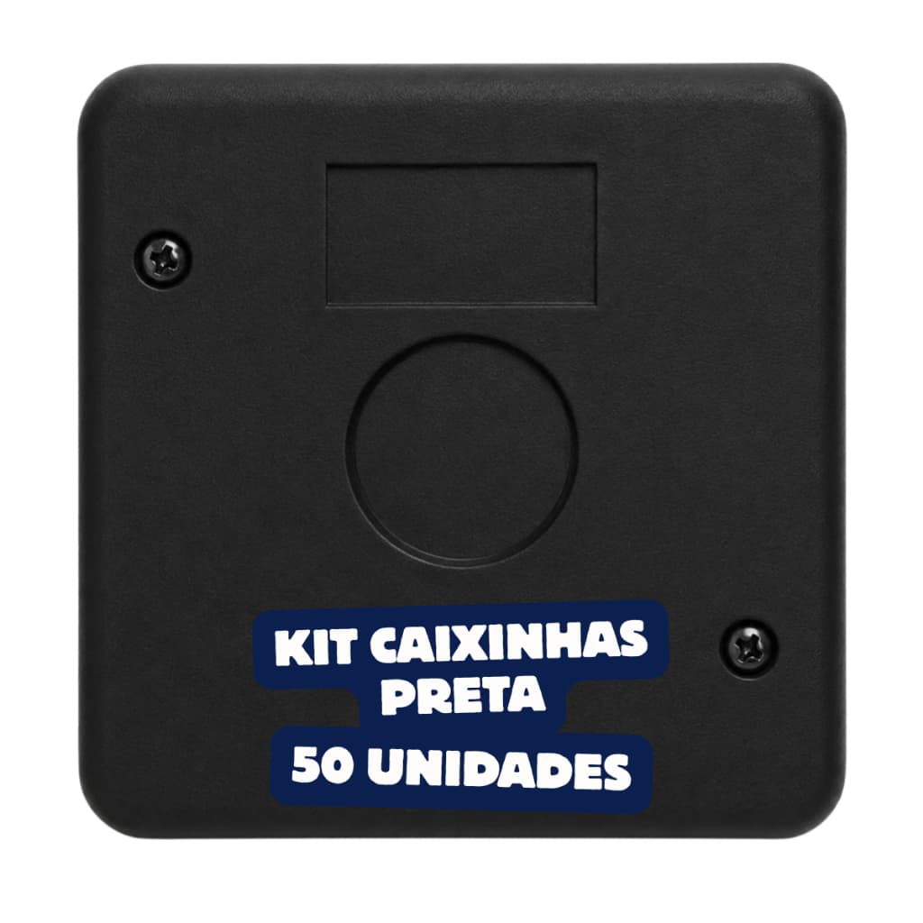 Kit 50 Caixa Preta Sobrepor Plástica Organizadora passagem cftv com 2 parafuso afli